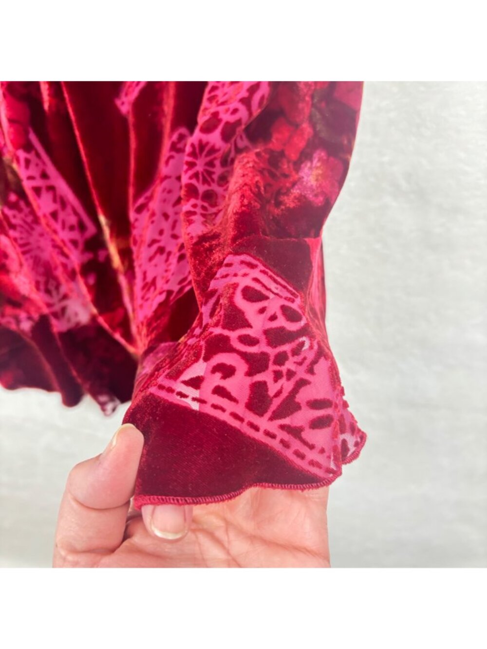 Jonathan Martin Studio 12 Velvet Sleeveless Burgundy Floral Dress Whimsigoth Y2K - Picture 12 of 14